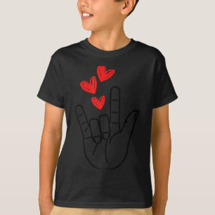I-love You Hand Sign Heart Women Girls Valentines T-Shirt
