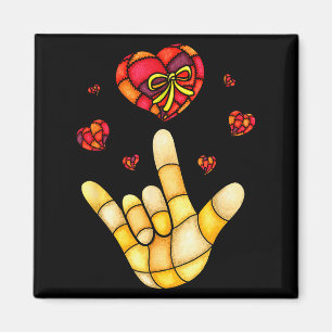 I Love You Hand Sign Language Asl - Hearts Valenti Magnet