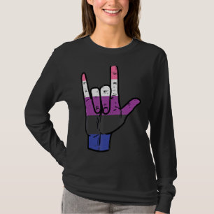 I Love You Hand Sign Language Genderfluid Pride Fl T-Shirt