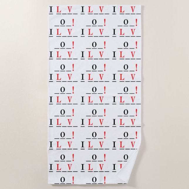 I Love You-Hangman Style by Shirley Taylor Beach Towel (Front)