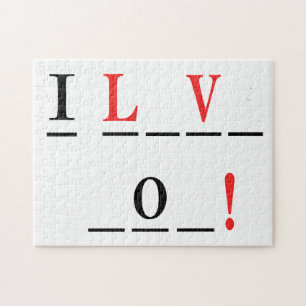 I Love You-Hangman Style by Shirley Taylor Jigsaw Puzzle