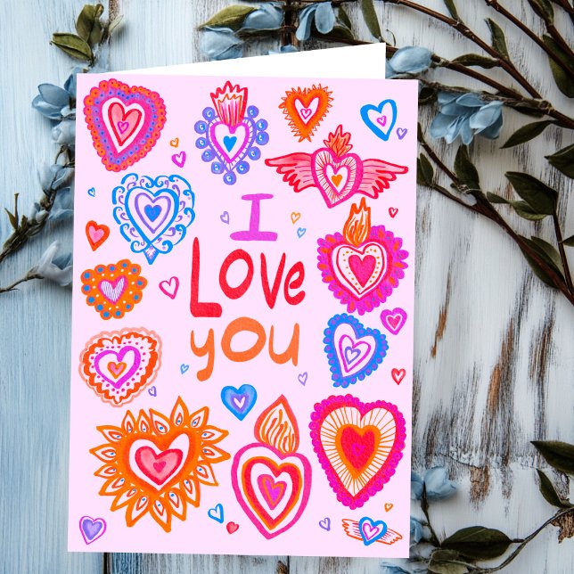I LOVE YOU Happy Valentine Bright Whimsical Hearts Card (I LOVE YOU Happy Valentine Bright Whimsical Hearts Card
)
