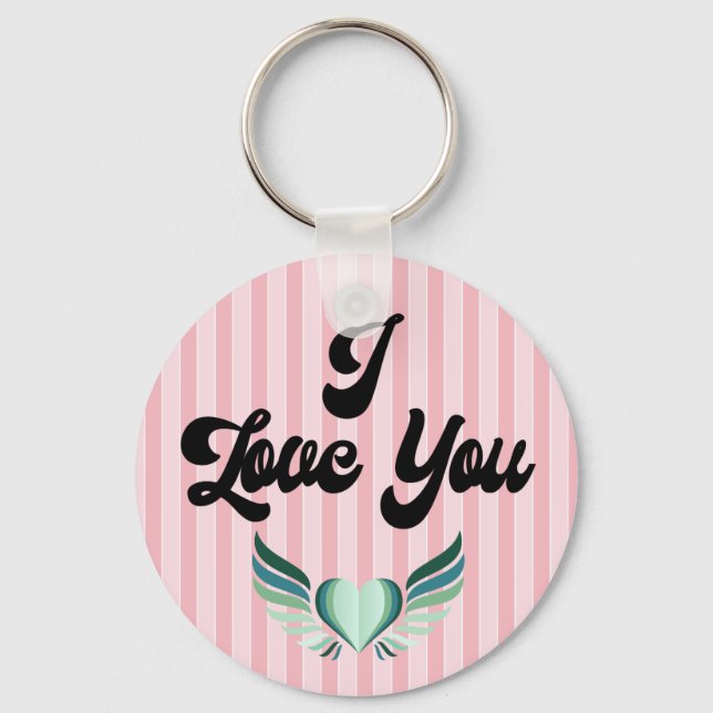 I Love You. Happy Valentine Day. Key Ring (Front)