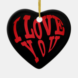 I Love You Heart Ceramic Tree Decoration