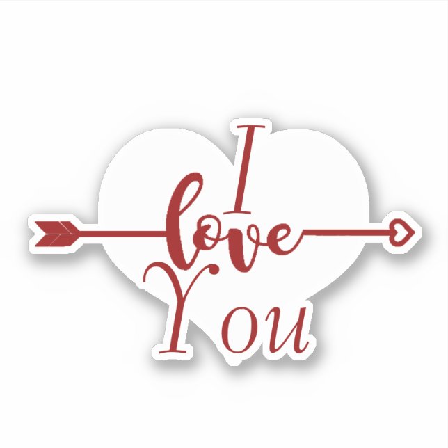 I love you heart Custom-Cut Vinyl Sticker (Front)