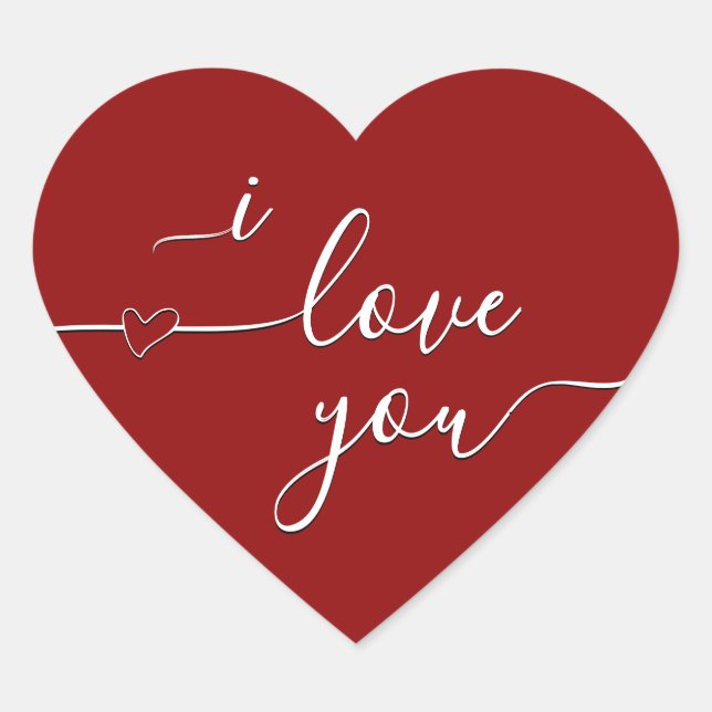 i love you heart fancy script on classy red  heart sticker (Front)