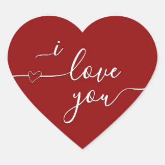 i love you heart fancy script on classy red sticker
