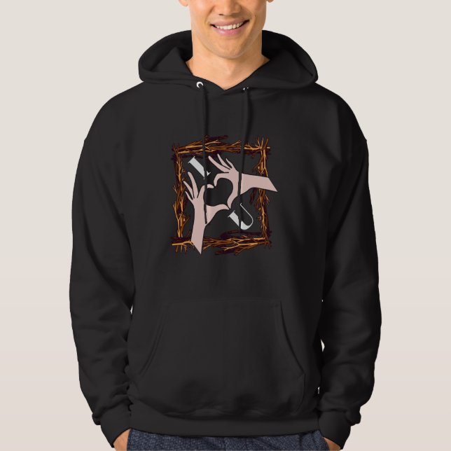 I Love You" Heart Hands Artistic Graphic Hoodie  (Front)