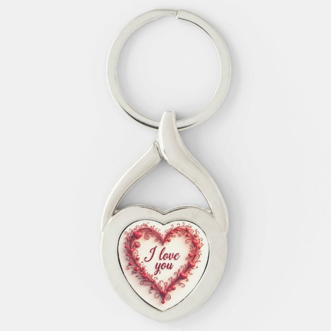 I Love You Heart Keychain – Romantic Gift (Front)