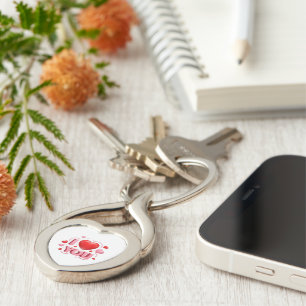 I Love You Heart Metal Keychain Valentine Gift