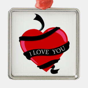 I Love You Heart Metal Tree Decoration