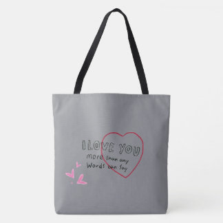 "I Love You Heart Romantic Grey Tote Bag | Valenti