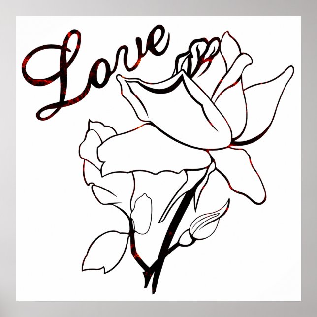 I Love You Heart Roses For Valentine's Day Poster (Front)