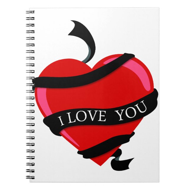 I Love You Heart Spiral Notebook (Front)