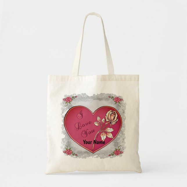 I Love You Heart tote bags (Front)