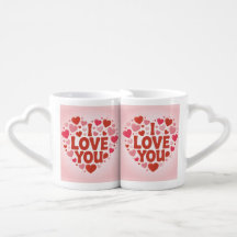 I Love You Hearts Coffee Cup Set