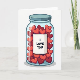 I Love You Hearts Jar Card