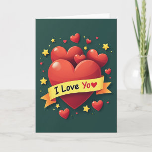 I Love You Hearts Message Card