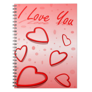 "I LOVE YOU" HEARTS SPIRAL NOTEBOOK