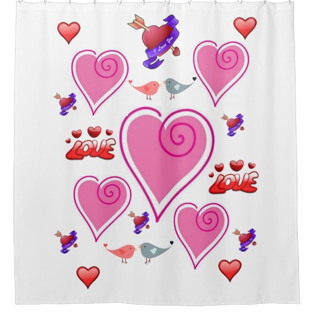 i love you hearts valentines day showercurtain shower curtain (Front)
