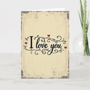 I Love You Hearts Vintage Card