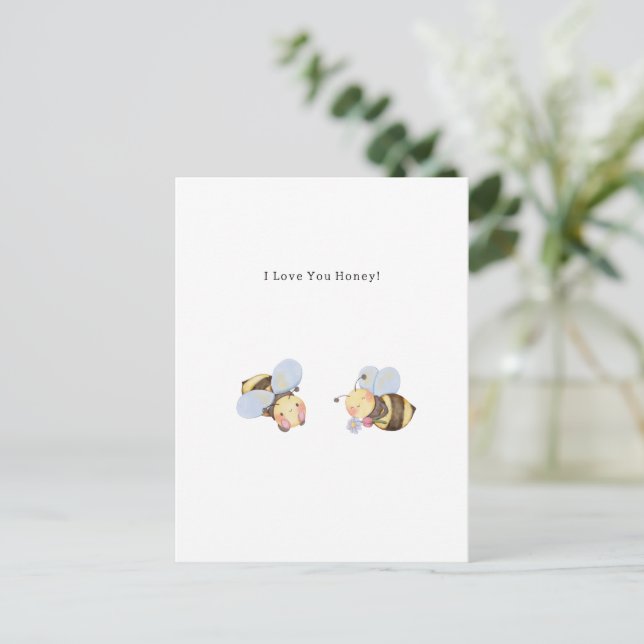 I Love You Honey Bee Illustration Quote Card (Standing Front)