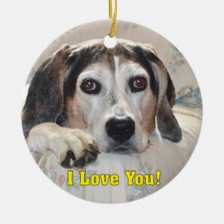 I Love You! Hound Dog Ceramic Tree Decoration
