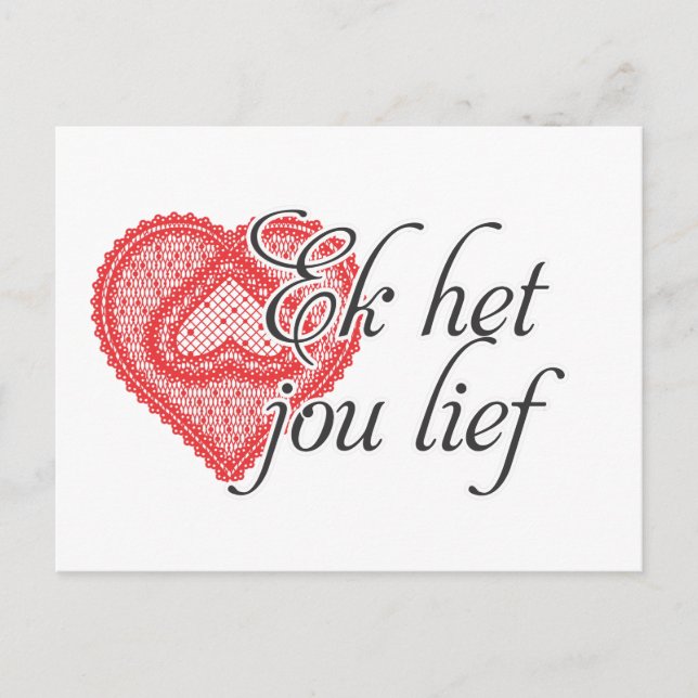 I love you in Afrikaans Postcard (Front)