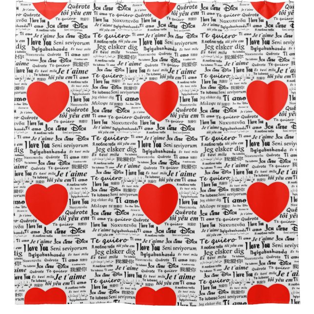 I love you in all the languages shower curtain (Front)