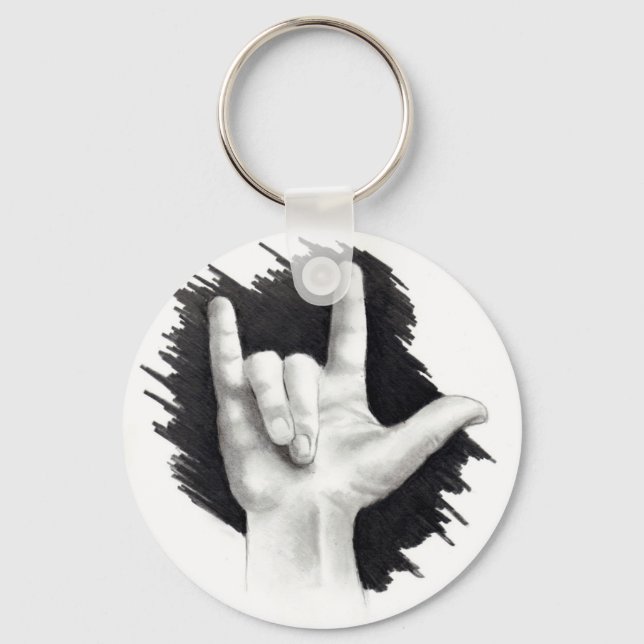 I LOVE YOU IN ASL #2 KEY RING (Front)