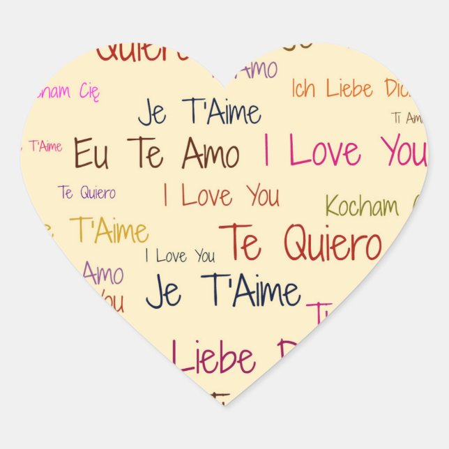 I love You in different languages Heart Sticker (Front)