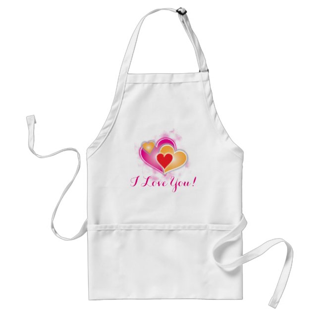 I Love You in Pink Text with Pink Hearts Standard Apron (Front)