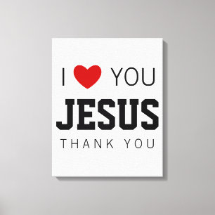 I love You Jesus Modern Christian Faith Heart Canvas Print