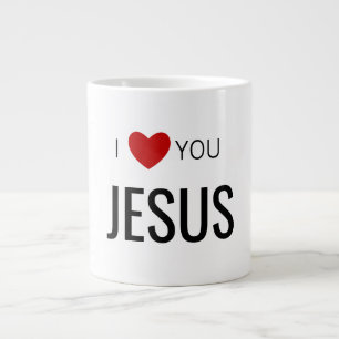 I love You Jesus Modern Christian Faith Heart Large Coffee Mug