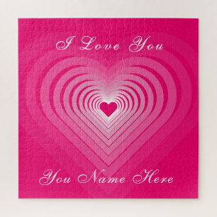 I Love You Jigsaw Puzzle Hearts Custom Text Name