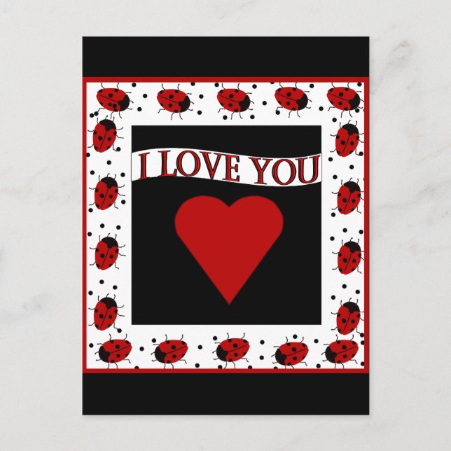 I Love You Ladybugs Postcard (Front)
