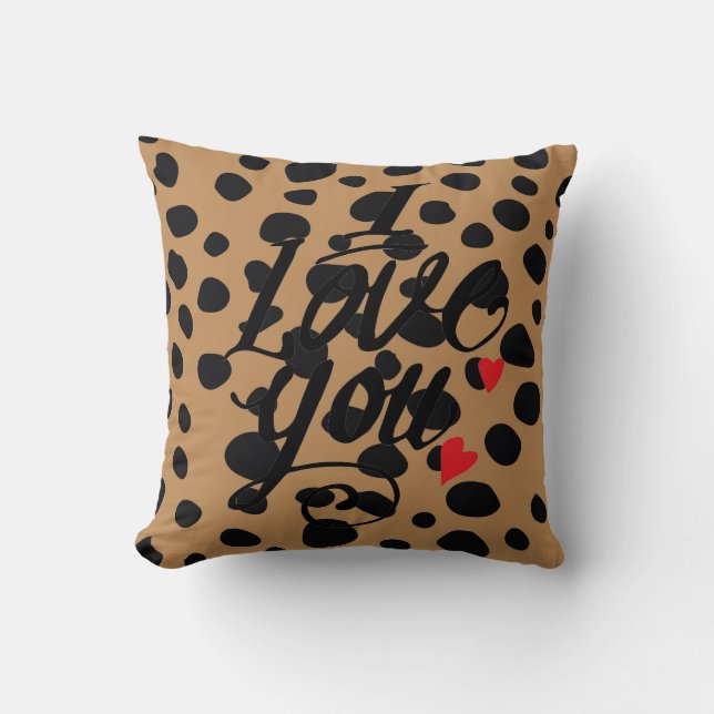 I Love You Leopard Print Decorative Pillow (Front)