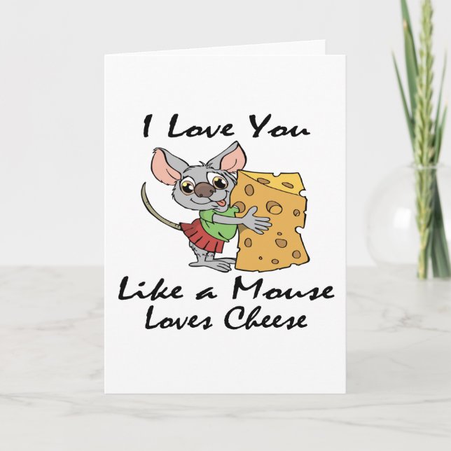 I Love You Like A Mouse Loves Cheese black Holiday Card (Front)