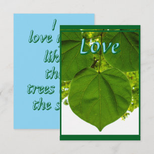 I love you like the trees love the sun thank you card