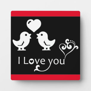 "I LOVE YOU" LOVEBIRDS PLAQUE