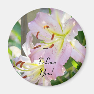 I Love You! magnet gifts Pink Lily Flowers Floral