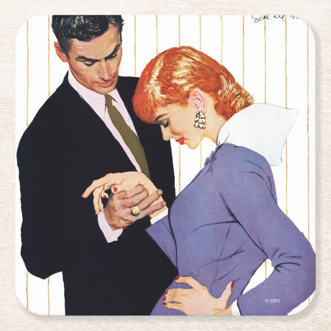 I Love You, Mama Girl Square Paper Coaster (Front)