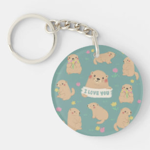 I Love You, Marmots Illustration Key Ring