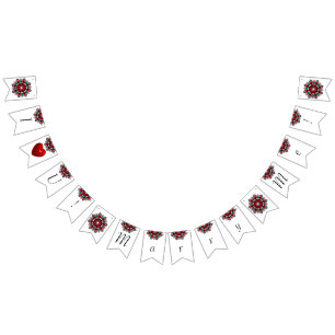 I Love You! Marry Me! Mandala in deep pink Bunting