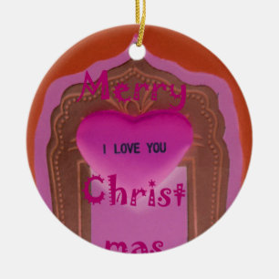 I love You Merry Christmas Heart Ceramic Tree Decoration