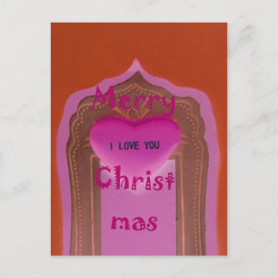 I love You Merry Christmas Heart Holiday Postcard
