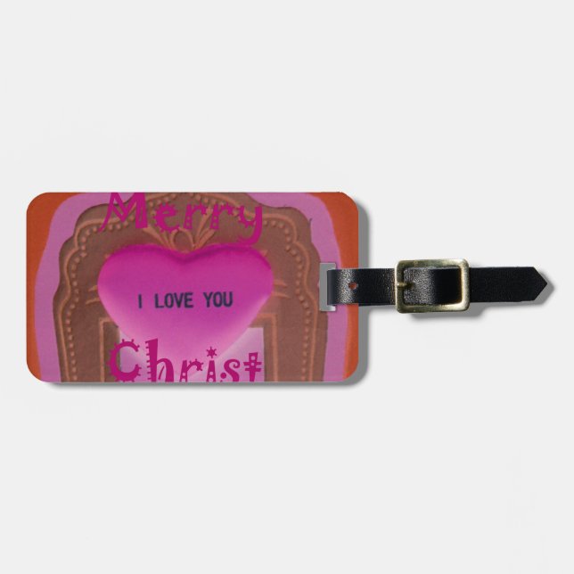 I love You Merry Christmas Heart Luggage Tag (Front Horizontal)