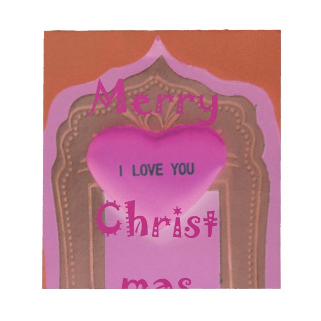 I love You Merry Christmas Heart Notepad (Front)