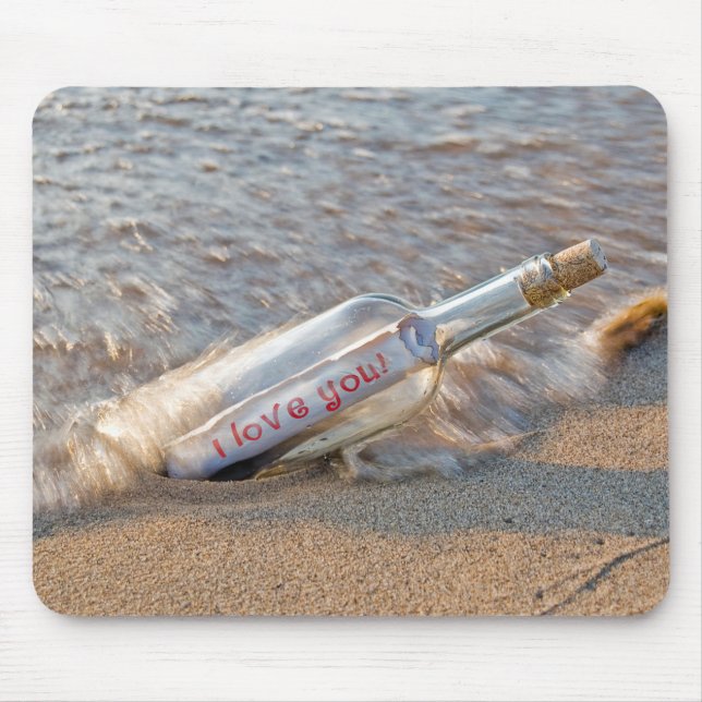 I Love You message in a bottle Mouse Pad (Front)