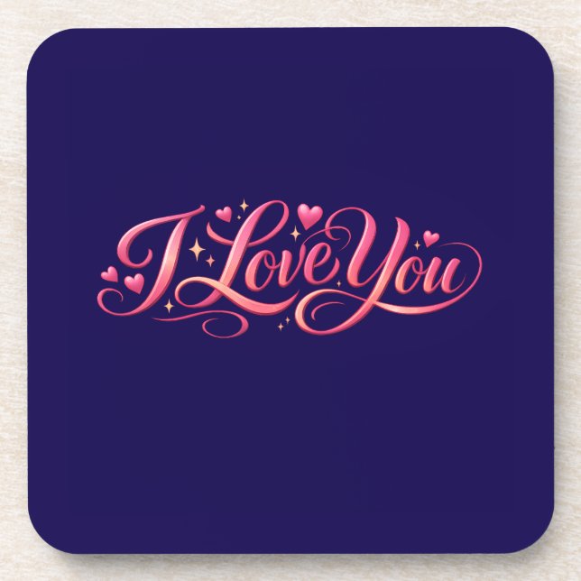 I Love You Minimalist Typography Design Coaster (Front)